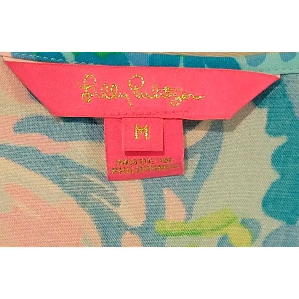 Lilly Pulitzer Dress W/ Bell Sleeves and Tassels Medium 004150 - Picture 7 of 10